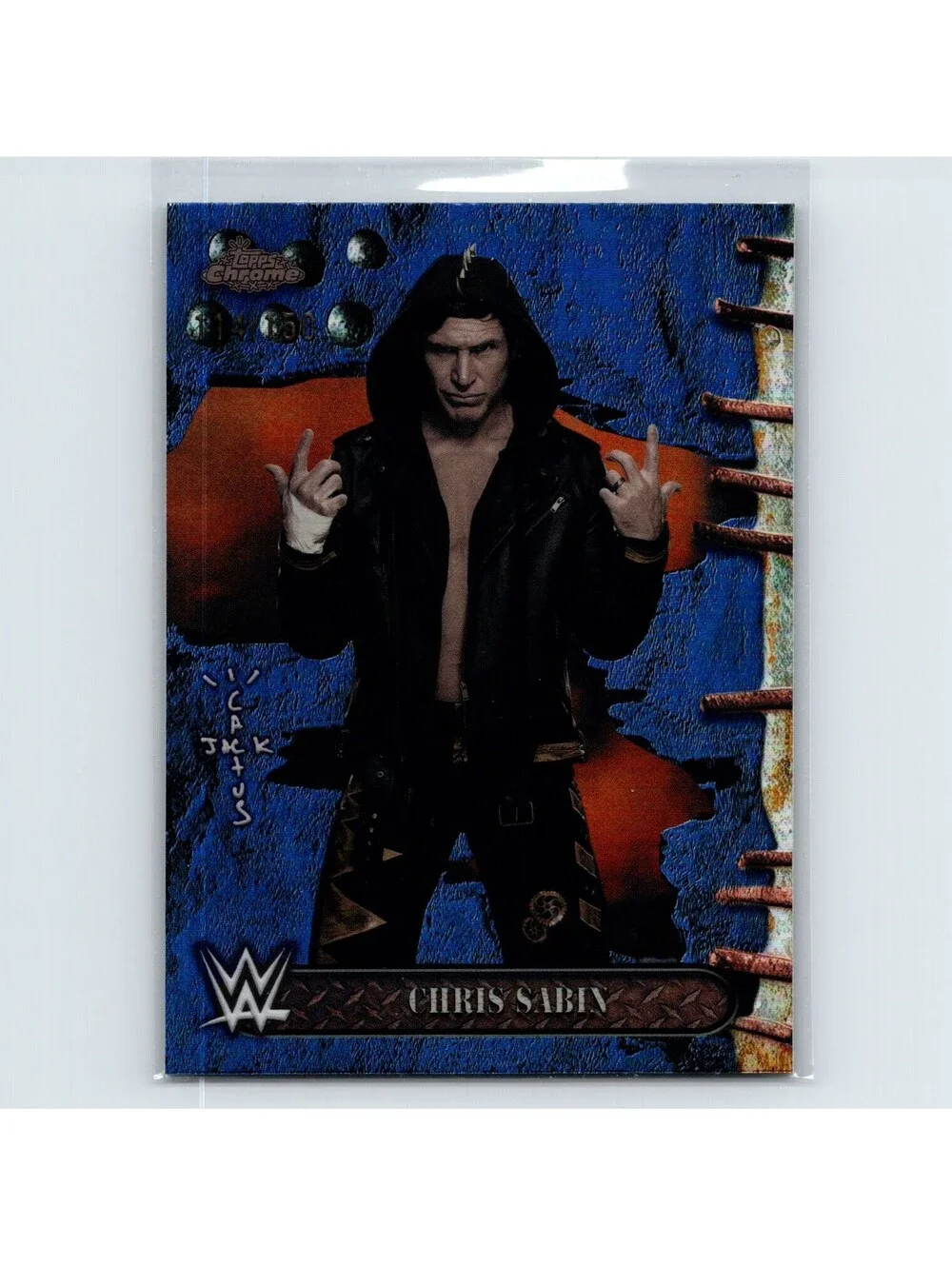 2025 Topps Chrome WWE x Cactus Jack Chris Sabin #83 Blue Refractor #/150